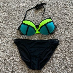 Xhilaration Push-Up Color Block 2 Piece Bikini Size Medium